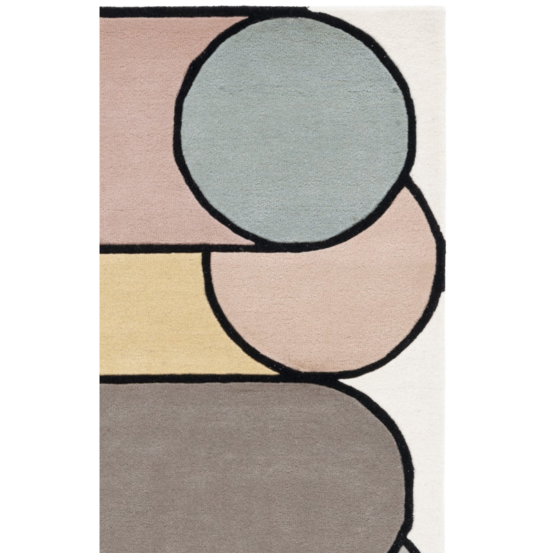 Chao Hand Tufted New Zealand Wool Abstract Rug, Square 7'