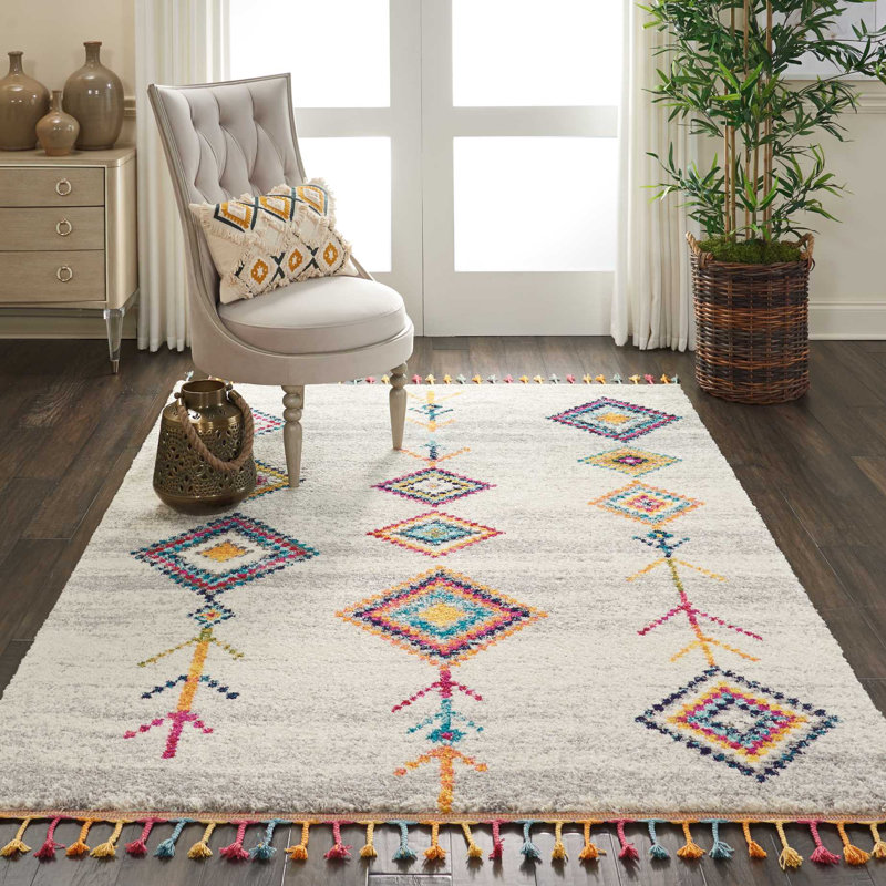 Tapis crème Lucina Tribal Bohemian, Rectangle 3 pi 11 po x 6 pi