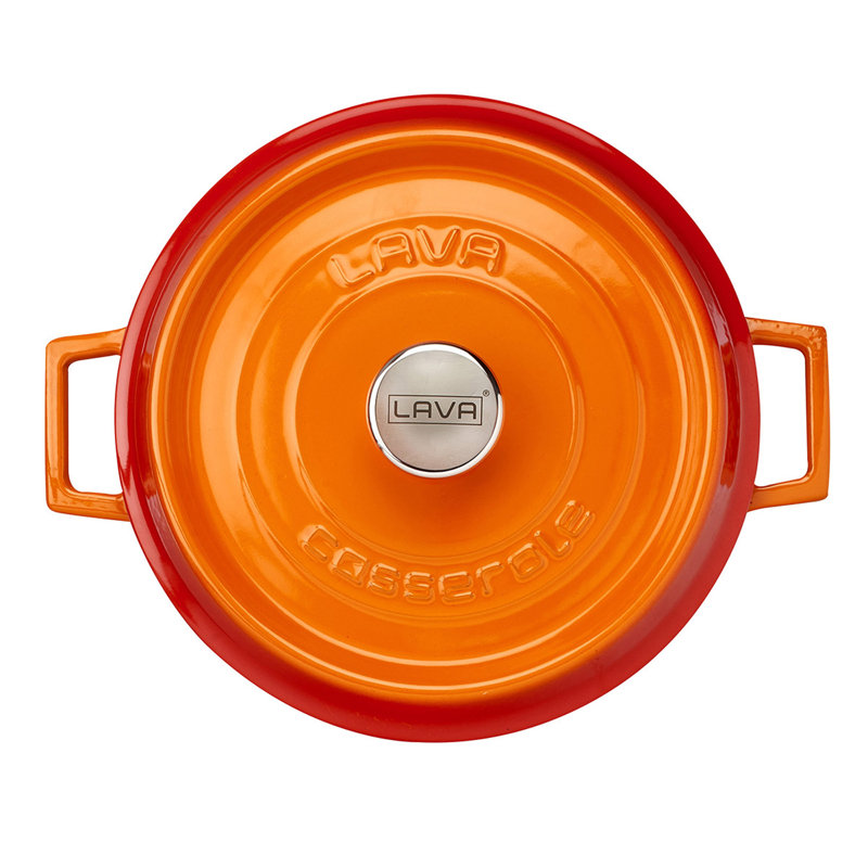 Braisière en fonte émaillée Lava 3,7 pintes Rond avec couvercle, Orange