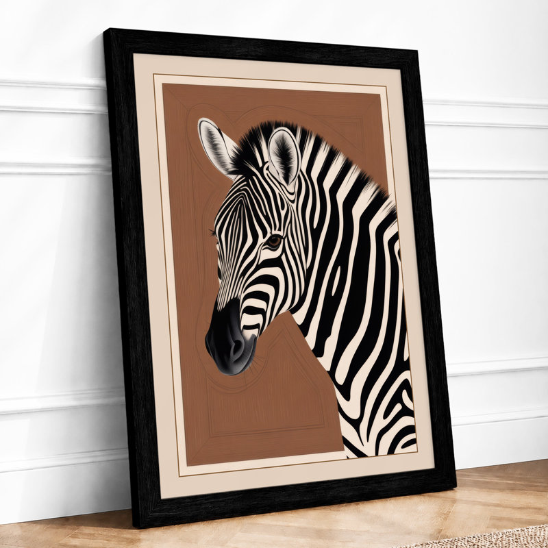 Zebra in Profile Modern - Framed Print, A4 - 29.7 x 21.0 cm, Black