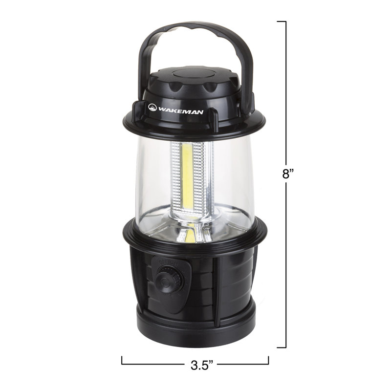 Wakeman Battery-Powered LED Camping Lantern - Adjustable Battery-Powered Lamp - LED Light, Black