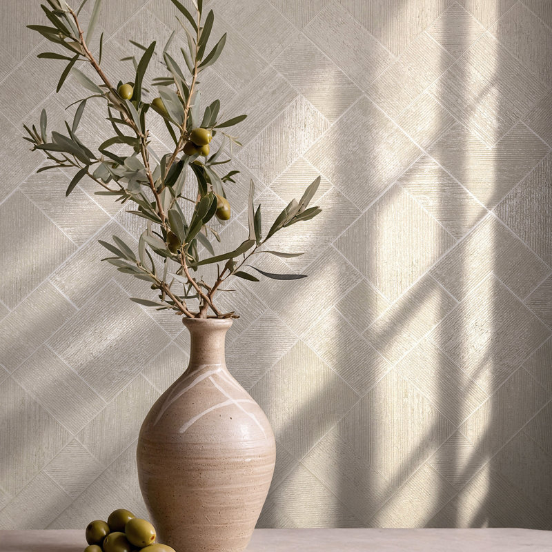 Galerie Odyssey Wood Mosaic Design Wallpaper, Beige
