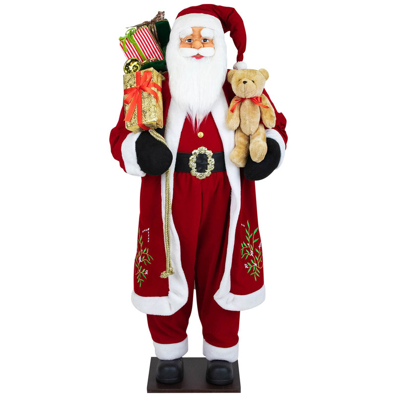 Figurine de père Noël 60 po avec ours en peluche et sac-cadeau 60 po