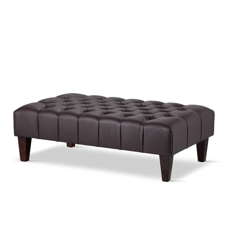 Ainura 60cm Wide Tufted Rectangle Solid Colour Cocktail Ottoman, Brown, Wenge