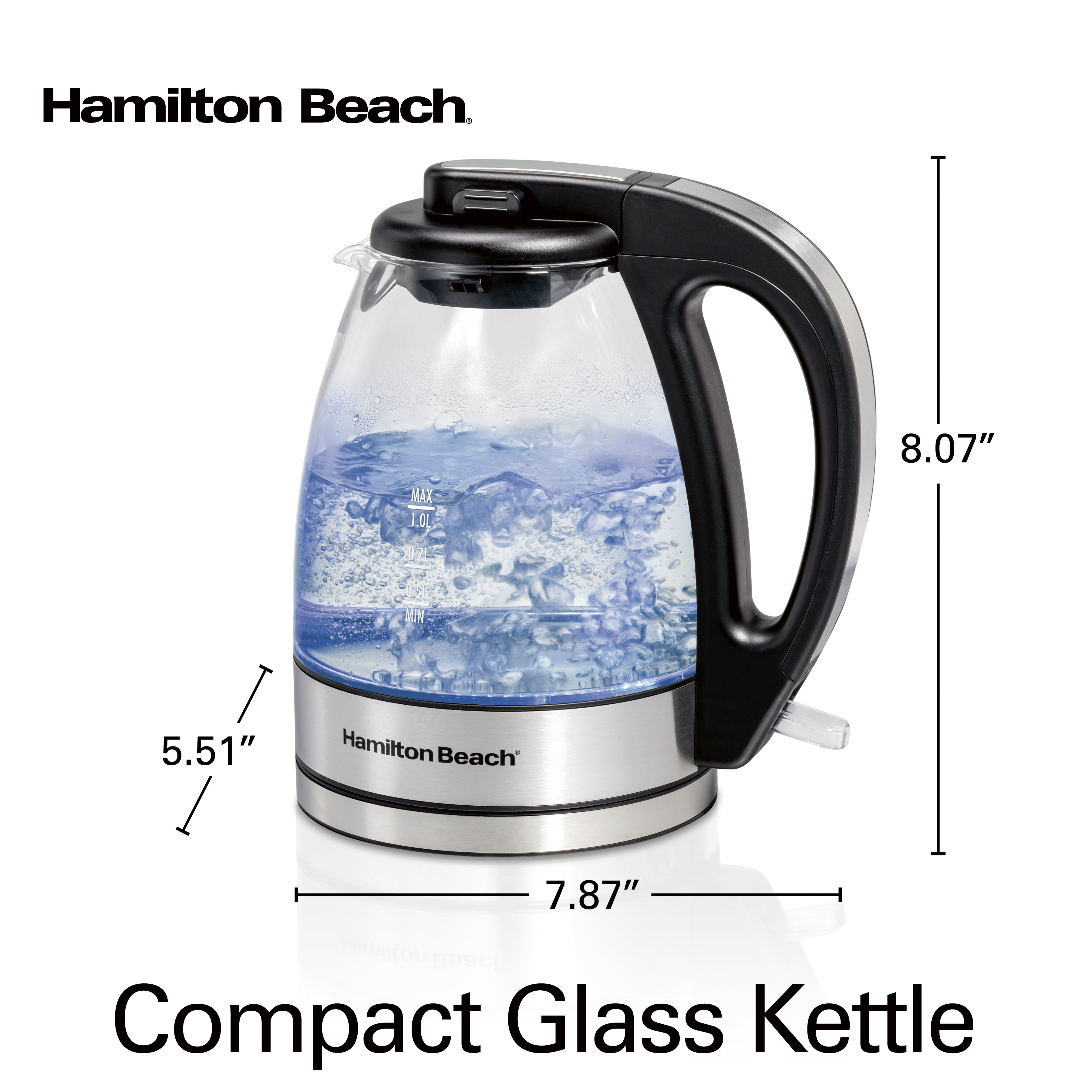 Hamilton Beach® Compact Liter Glass Electric Tea Kettle with