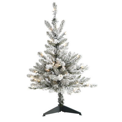 Arbre de Noël artificiel épinette floqué avec lumières claires