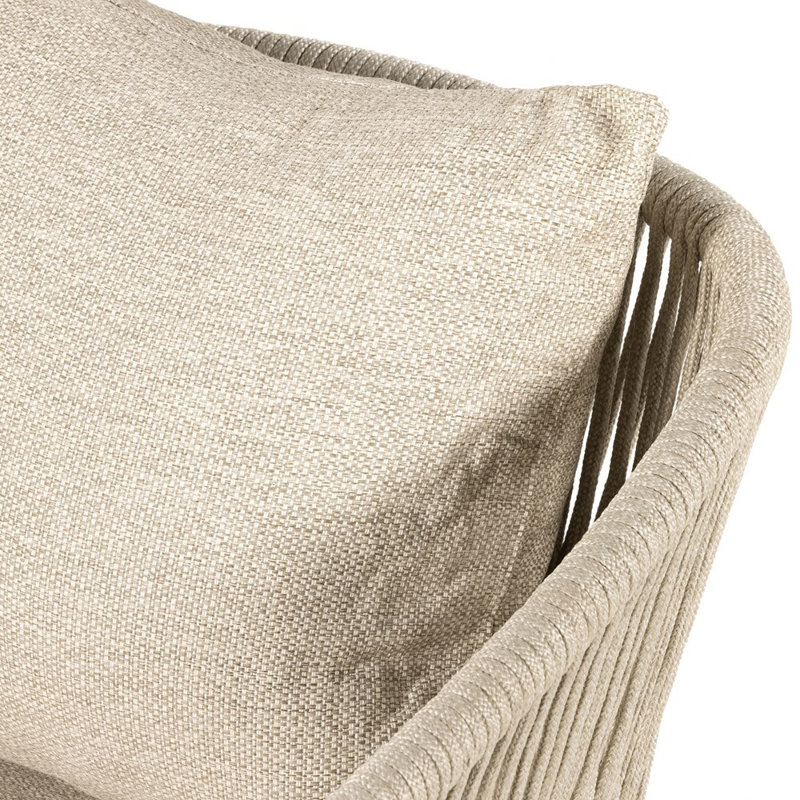 Chaise de patio avec coussins Toula, Coussin sable Faye / structure blanche, Oléfine