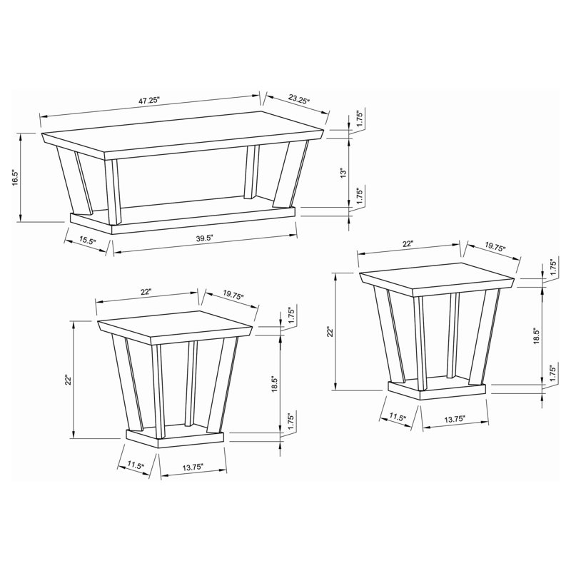 Ensemble de tables basses 3 pièces Alayne