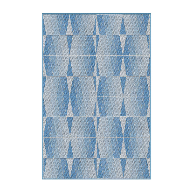 Tapis bleu/blanc cassé à motif, Rectangle 8 pi x 10 pi