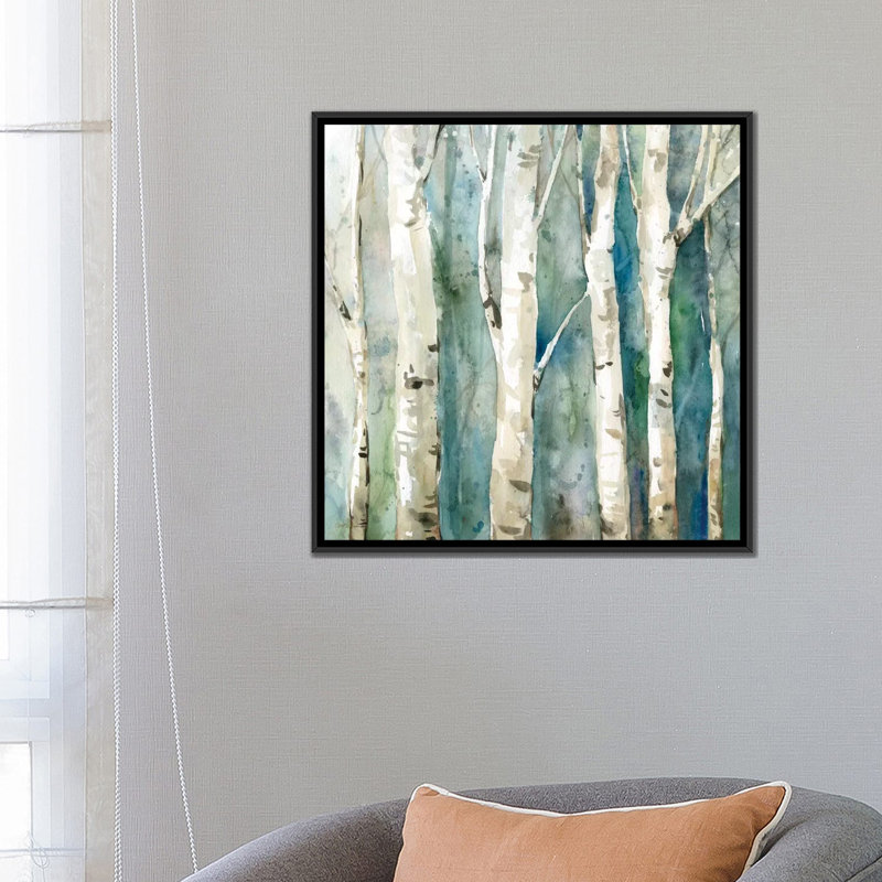 River Birch II, impression sur toile tendue, H 26 po x l 26 po x P 1,5 po, Toile avec cadre noir, Pas de tapis