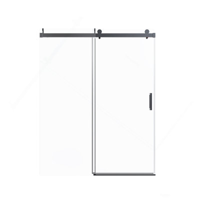 56-60" W * 76" H Frameless Single Sliding Soft-Close Shower Doors with Buffer, Bathroom Sliding Shower Door, 3/8" (10mm) Thick SGCC Tempered Glass Door, Reversible Installation, Matte Black Finish