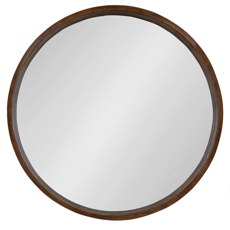 Loftis Solid Wood Mirror, Walnut Brown, 36" x 36"