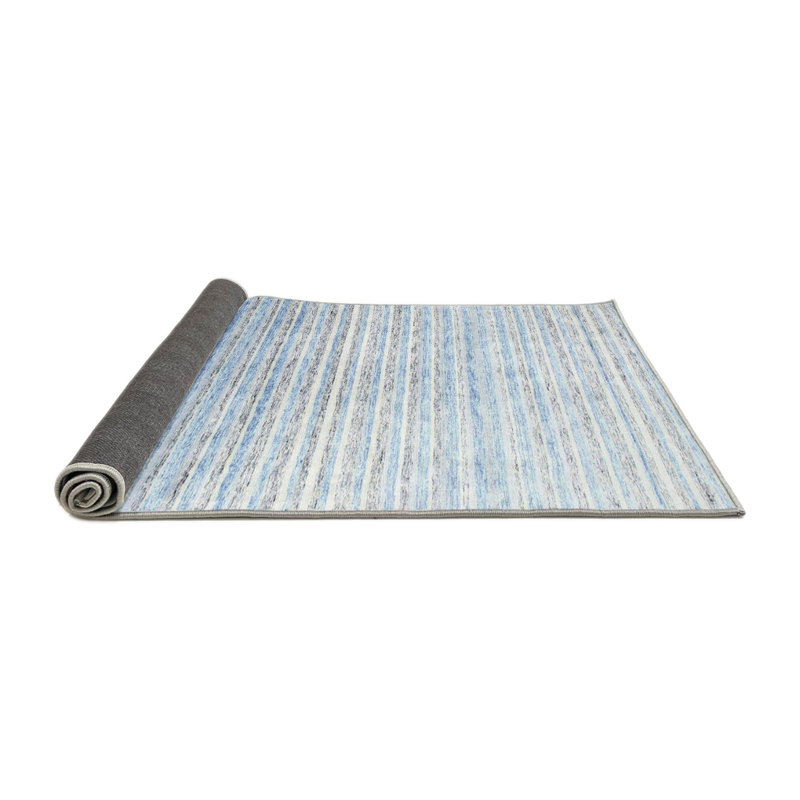 Tapis blanc/bleu contemporain, Rond 5 pi