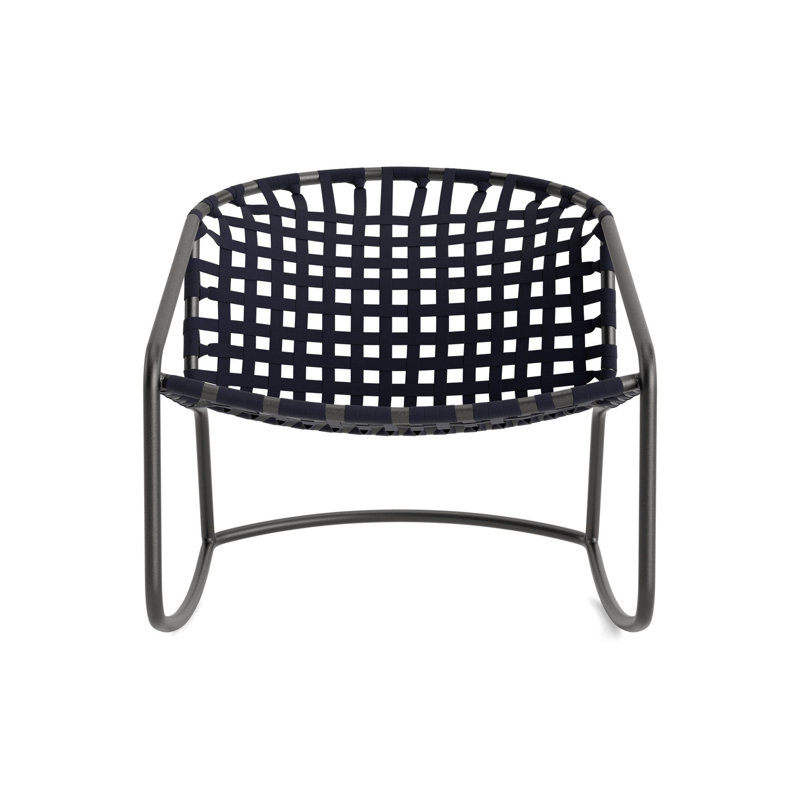 Kantan Outdoor Lounge Chair, Textured Pewter/Marine Suncloth Lace