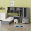 Lit plateforme moderne avec bureau, armoire, armoires et tiroirs pour un rangement maximal-504051218