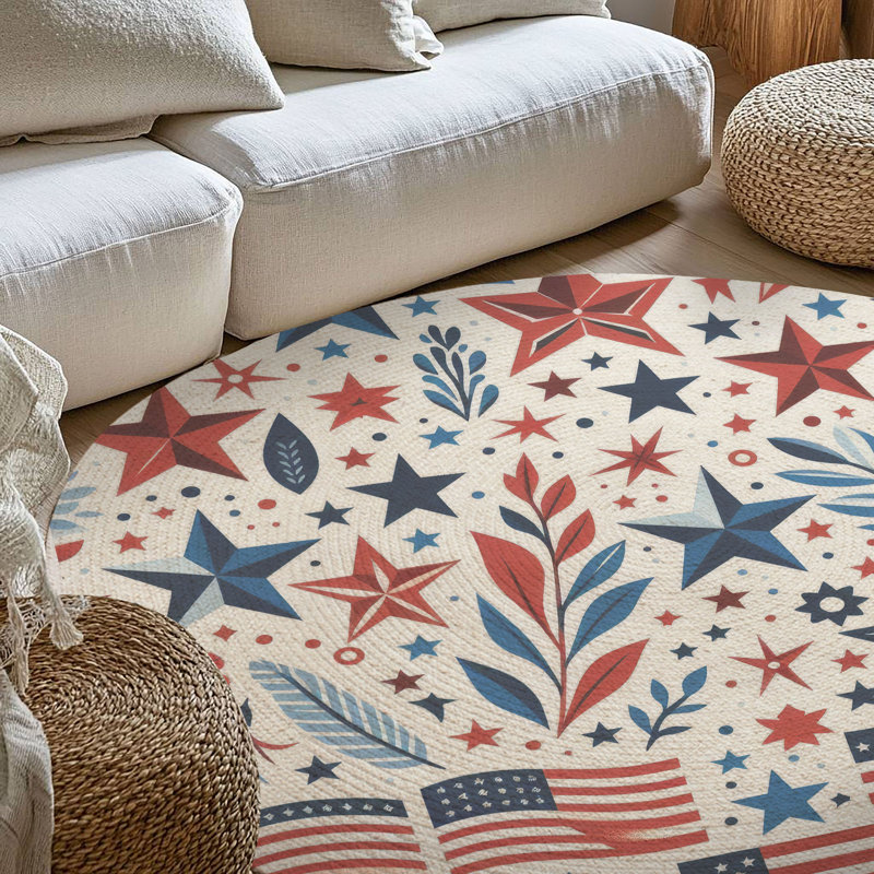 Tapis tressé Starry Flag, Rond 5 pi