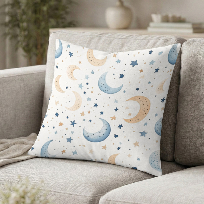 Coussin Starburst - Coussin imprimé Blue Dreamy Moons, H 16 po x l 16 po