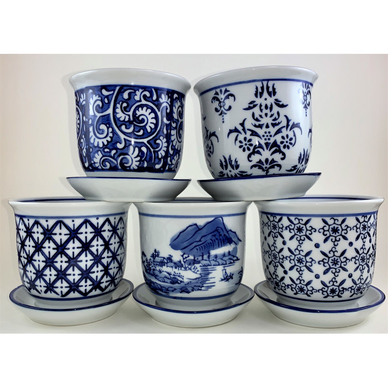Ensemble de pots à fleurs en porcelaine 5 pièces Levent