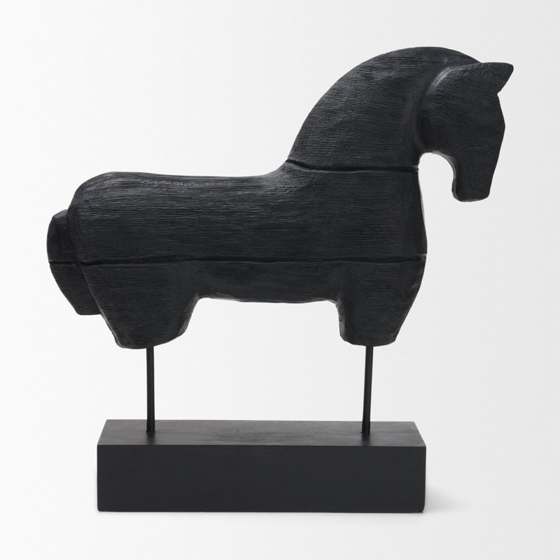 Objet décoratif cheval en bois noir Equus