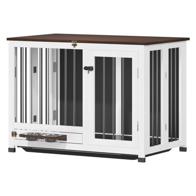 31.5'' W Wood Furniture Style Crate with Door, Portable Pet Cage with Removable Tray & Easy Assembly