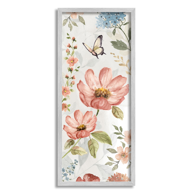 Bb-134-Motif de fleurs de jardin encadrées sur bois par Nan, Estampe numérique Farmhouse, H 24 po x l 10 po x P 1,5 po