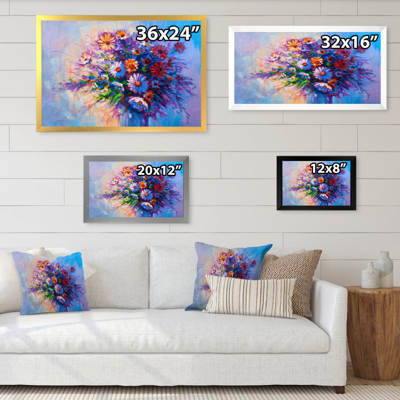 Bouquet moderne de marguerites III, Cadre noir, H 8 po x l 12 po x P 1 po