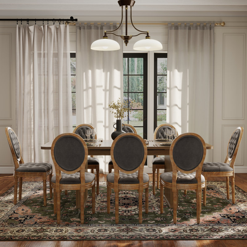 Ensemble de salle à manger Mid-Century, 9 pièces : table, 8 chaises, Gris