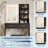 Modern Vanity Desk with Lighted Mirror – 3 Color LED Lighting, 2 Drawers, Open Shelves, Cabinet, Charging Station, Cushioned Stool – Black-1338209844
