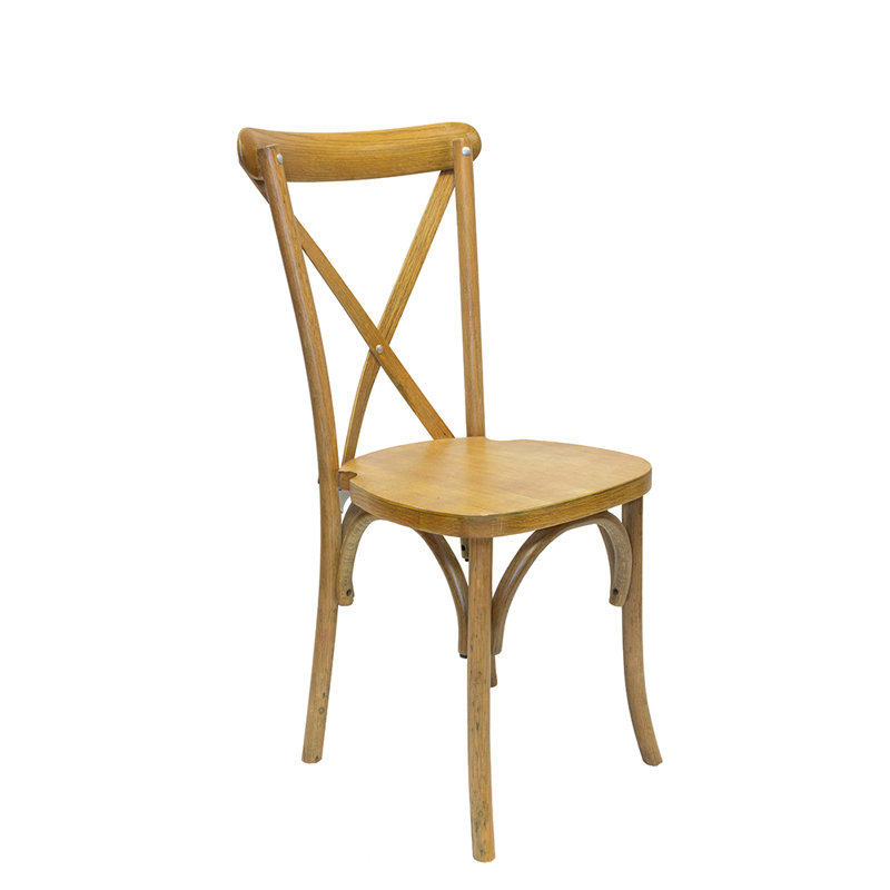 Ayala 43cm H Solid Wood Cross Back Stacking Side Chair
