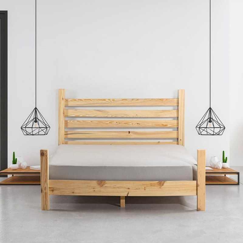 Lit plateforme à lattes Kimmell, 57 po x 84 po, Naturel