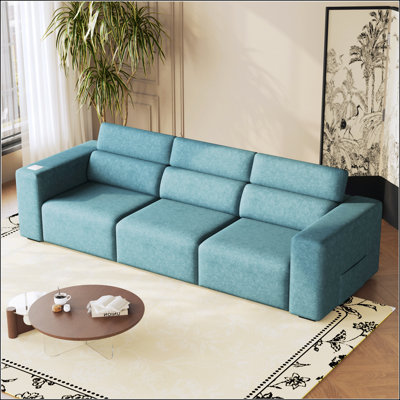 Power Reclining Sofa With Bluetooth Stereo, Wireless Charging, And Side Pocket For Modern Living And Entertainment