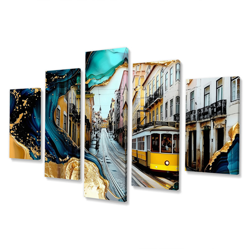 «Emerald Lisbon Street in Portugal I», art mural Portugal - Traditiona, décoration murale diamant