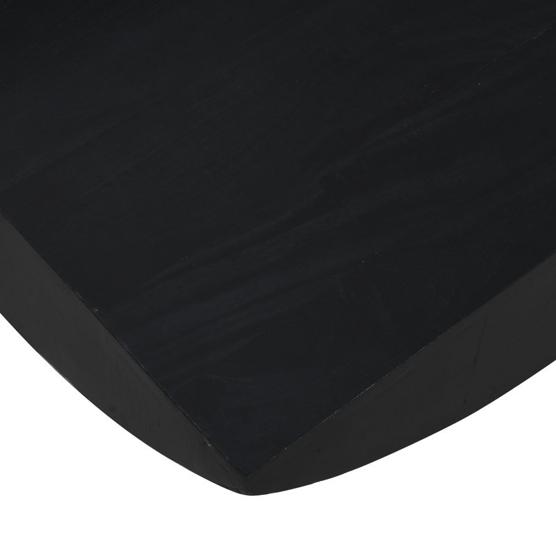 Table basse Joanie | Plateau carré 36 po | Bois de manguier noir mat fabriqué à la main | Base cylindrique arrondie