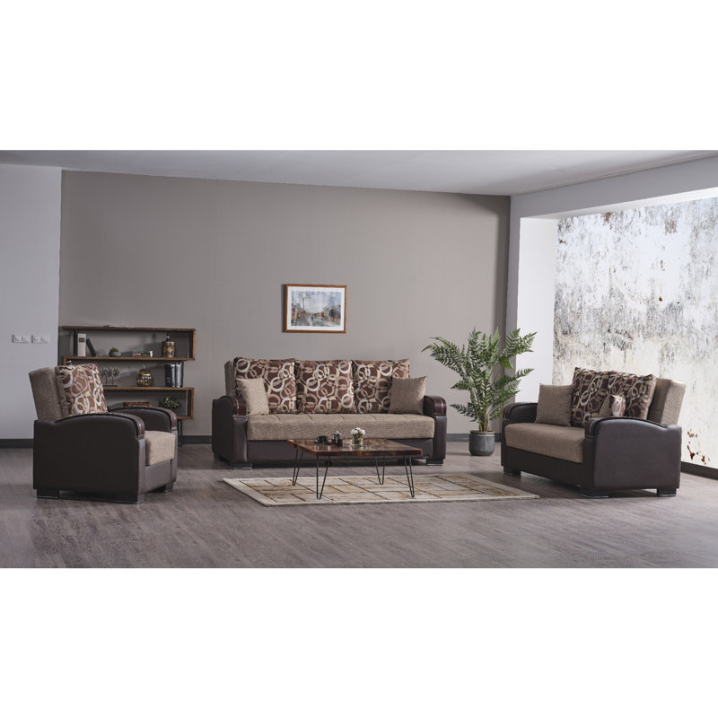 Causeuse convertible avec rangement Primenest, Polyester brun