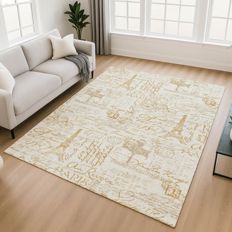 Tapis de qualité supérieure lavable à la machine Mayfield AMF2209, Doré, 8 pi x 10 pi