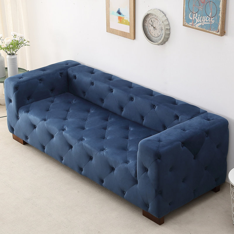 Ossett 87.4'' Velvet Sofa, Dark Blue Velvet