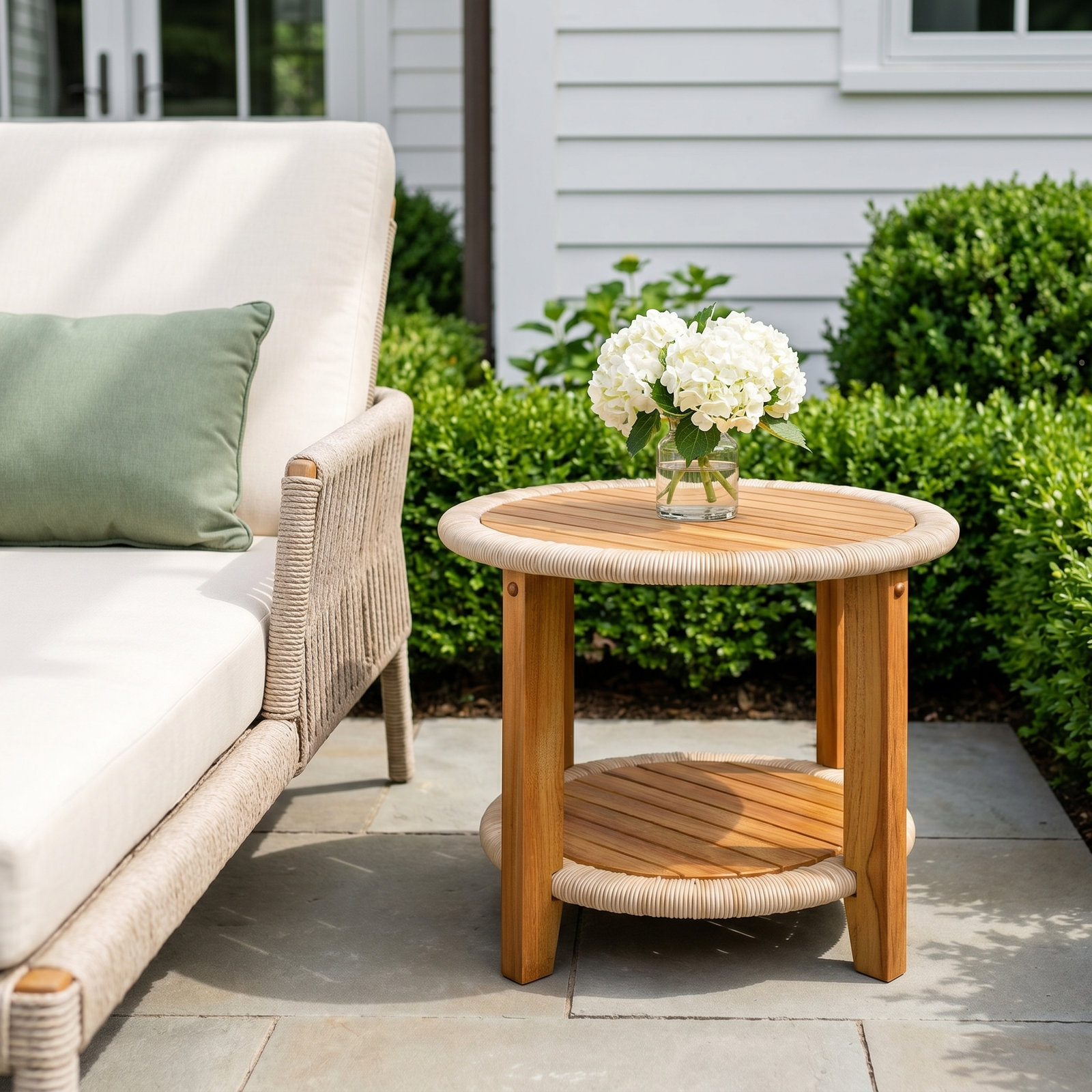 24"Teak Outdoor Side Table
