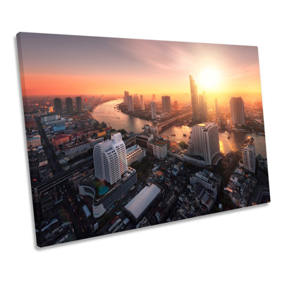 Bangkok Cityscape Sunset - Wrapped Canvas Print
