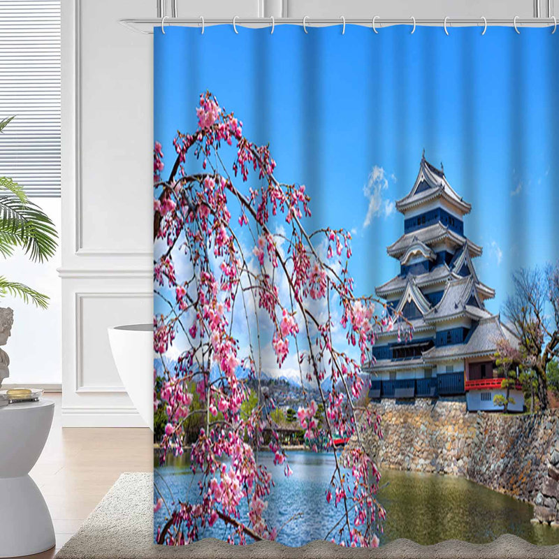 Rideau de douche avec 12 crochets Japon, L 72 po x l 78 po