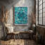 Toile, "Design a Vibrant Mandala Design", présentant des motifs floraux complexes dans des tons de turquoise, bleu sarcelle et bleu foncé-817109216