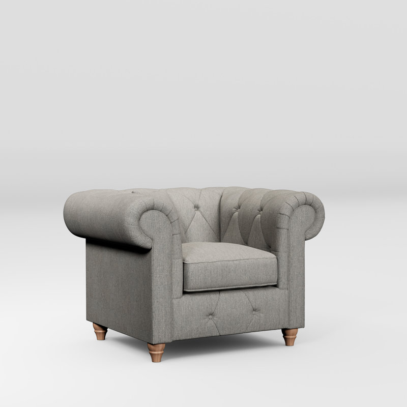 Ellrich Upholstered Armchair, Granite, Walnut