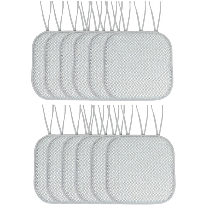 Cameron Memory Foam No Slip Back 16" x 16" Chair Pad Cushion with Ties, Black/Sage Blue Polyester, 12