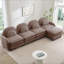Canapé Teddy en tissu 4 places en forme de nuage, dossier incurvé et accoudoirs avec coussins lombaires incurvés, canapé modulaire 4 places modulaire avec repose-pieds mobile et coussin de soutien à double couche-2115803820-2115803817