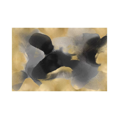 Free Form Grey On Gold II by Hannah Carlson - Wrapped Canvas Painting