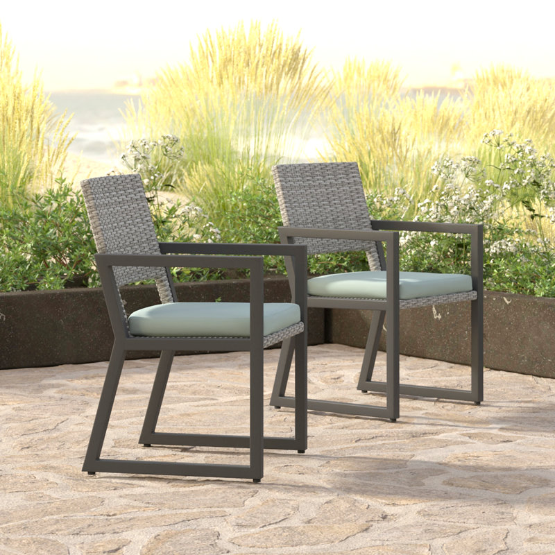 8 Piece Sunbrella Outdoor Patio Dining Chairs - Navy, Blue, Gray