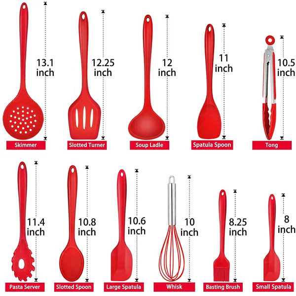G-WELL 11 Pcs Non-stick Silicone Kitchen Utensils