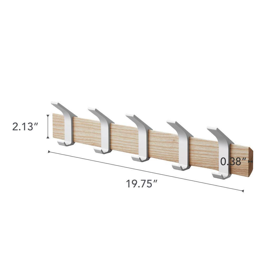 Yamazaki Home Wood and Steel Wall-Mounted Coat Rack, Ash