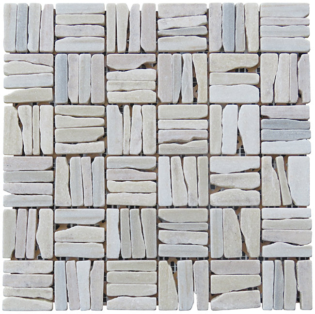 Landscape Wonder 0.75" x 2" Natural Stone Grid Mosaic Wall & Floor Tile, White