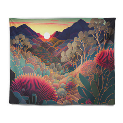 Polyester fleurs colorées pendant l'heure dorée I tapisserie