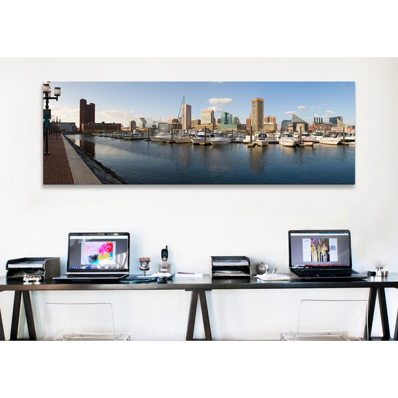 Bateaux de plaisance panoramiques moores chez une harbor, inner harbor, baltimore, maryland 2009, reproduction de photo sur toile